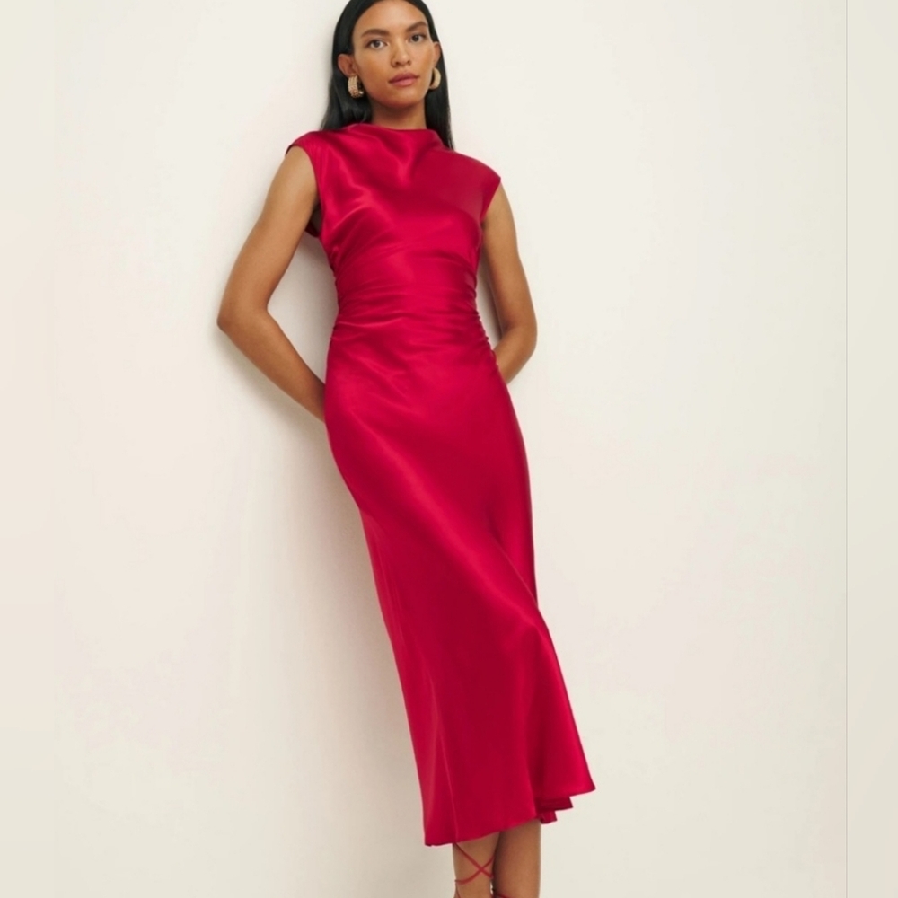 Reformation Red Silk Veida dress NWT Sz 8